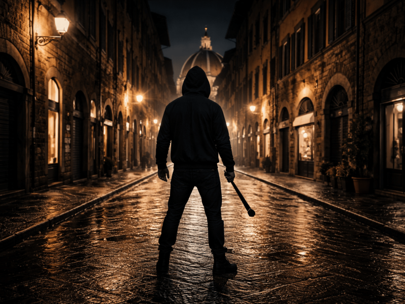 Firenze violenta. Immagine generata con AI