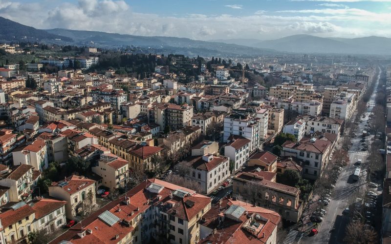 GERMOGLI PH 13 FEBBRAIO 2018 FIRENZE VEDUTE AEREE CITTA' VIALE DEI MILLE