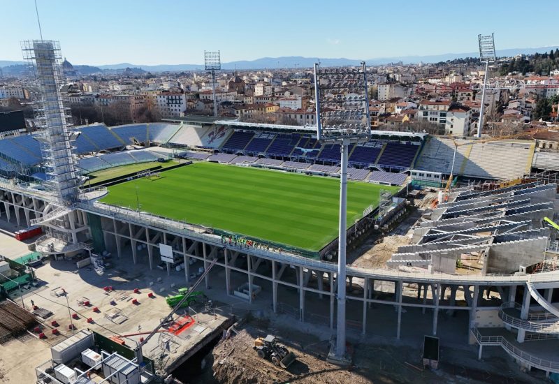 GERMOGLI PH 17 FEBBRAIO 2026 FIRENZE STADIO COMUNALE ARTEMIO FRANCHI LAVORI DI RIFACIMENTO VEDUTE AEREE
