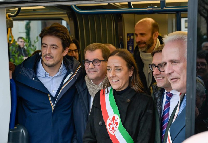 GERMOGLI PH: 25 GENNAIO 2025 FIRENZE INAUGURAZIONE NUOVA LINEA T2 DELLA TRAMVIA FRA PIAZZA DELLA LIBERTA' E PIAZZA SAN MARCO NELLA FOTO ANDREA GIORGIO SARA FUNARO DARIO NARDELLA EUGENIO GIANI